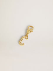 Letter C charm in gold-colored brass with crystals
