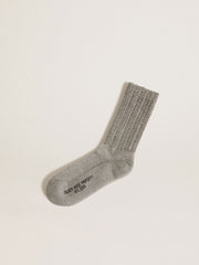 Gray socks with crystals on the leg