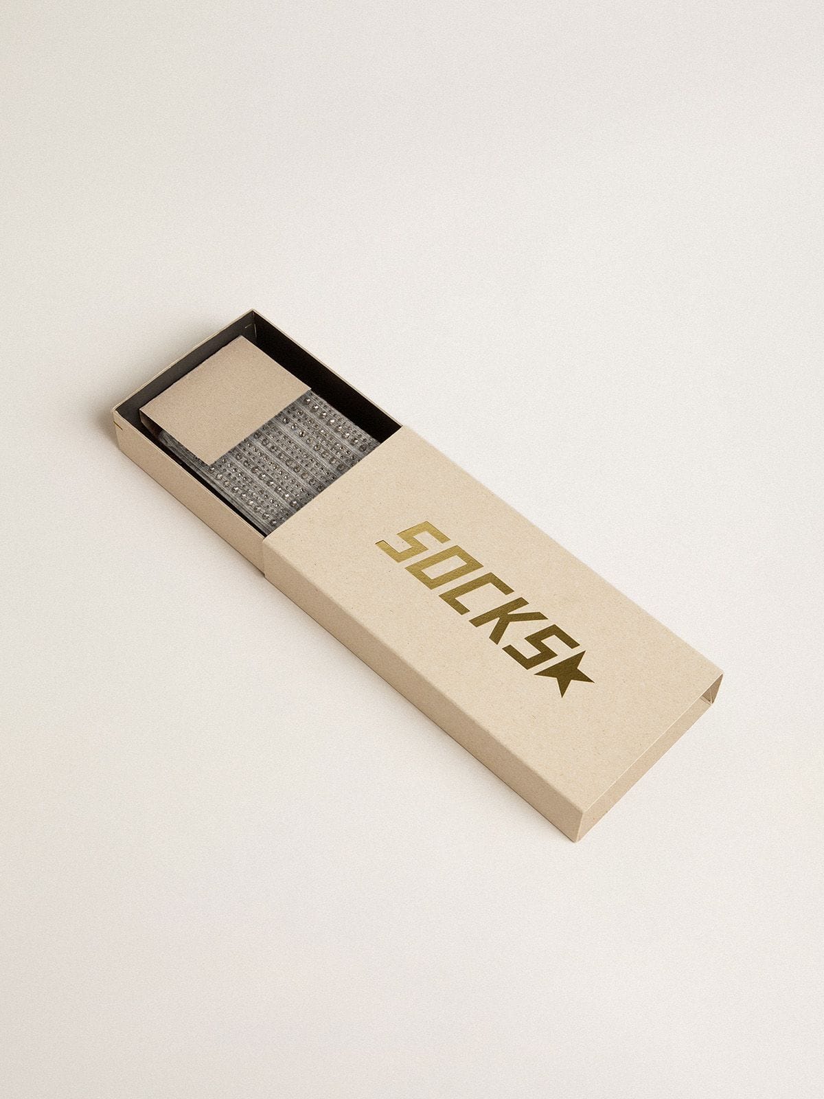 Gray socks with crystals on the leg