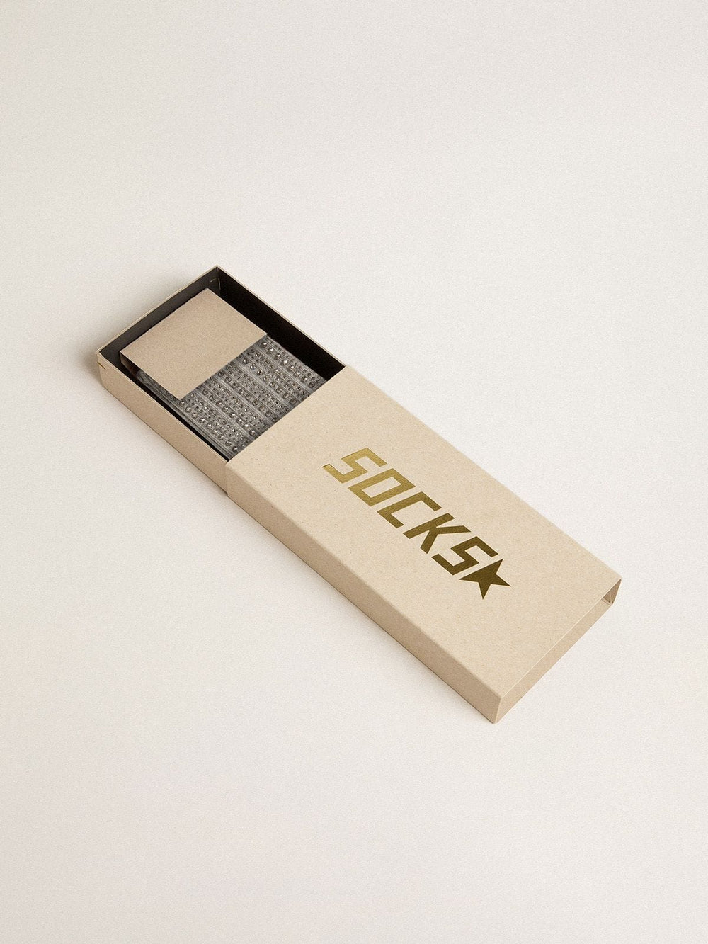 Gray socks with crystals on the leg