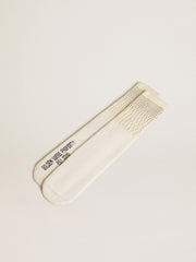 Worn-white socks with applied crystals