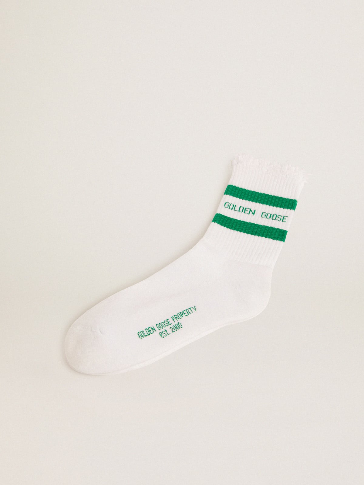 green stripes and logo Cotton socks with distressed finishes