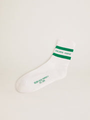 green stripes and logo Cotton socks with distressed finishes