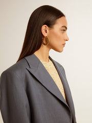 Chain hoop earrings with antique gold colored braided links