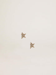 Women's stud earrings in antique gold color with crystals