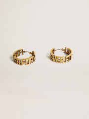 Hoop earrings in antique gold color with Forever For You lettering