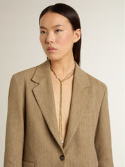 Necklace with antique gold-colored chains with pearls