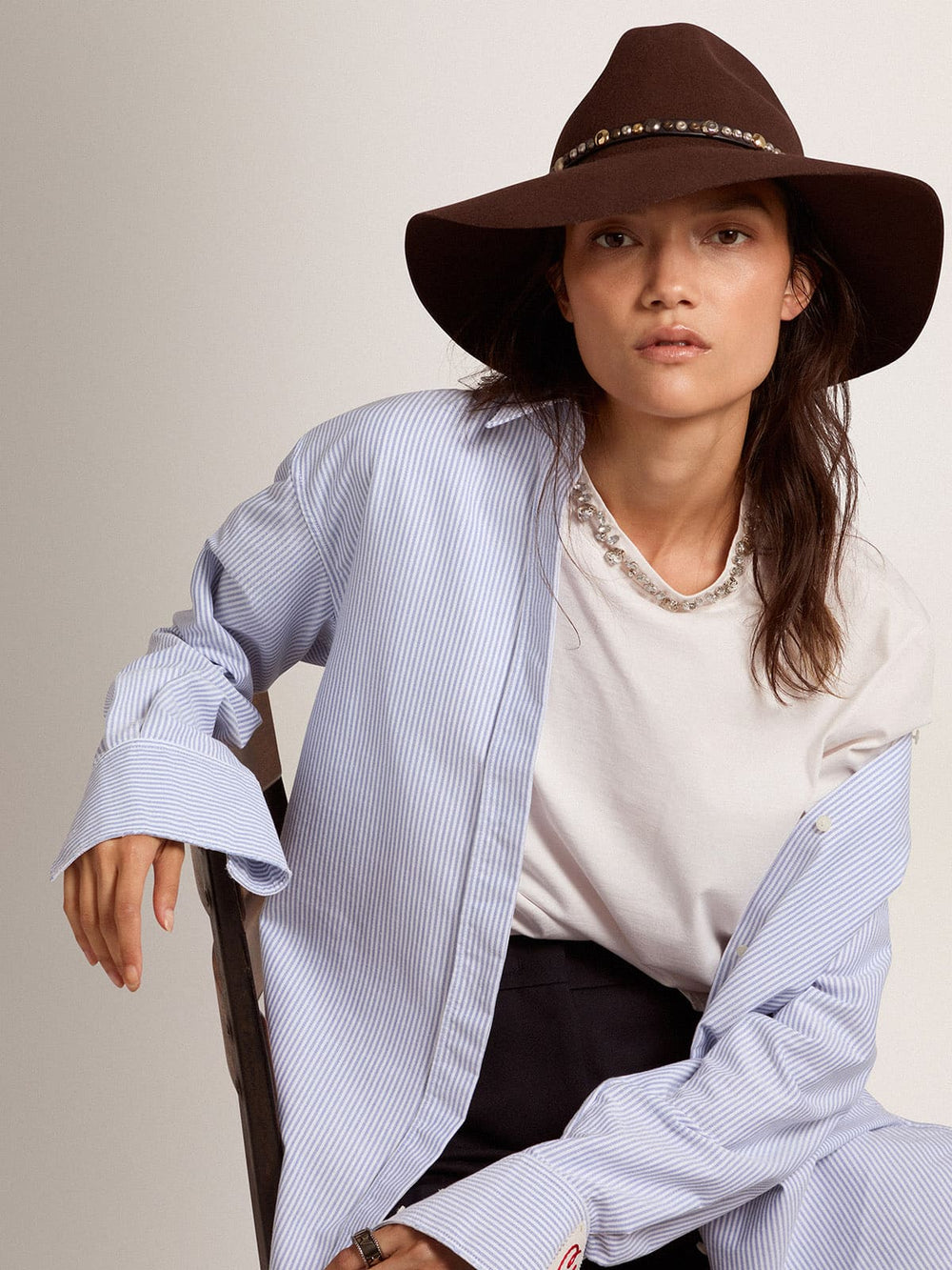 Women’s studded brown Fedora hat Golden Goose