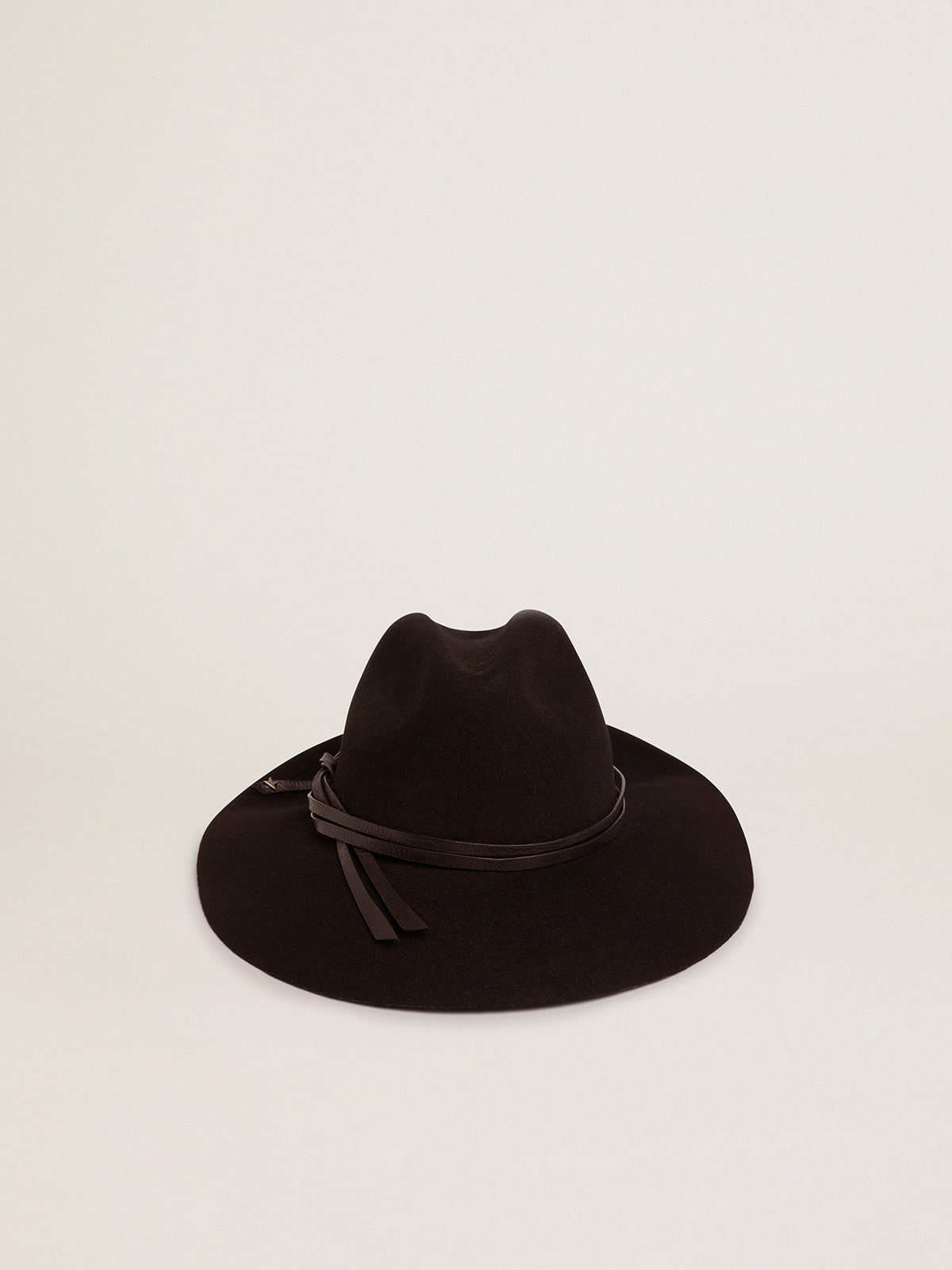 Women’s black Fedora hat with strap Golden Goose