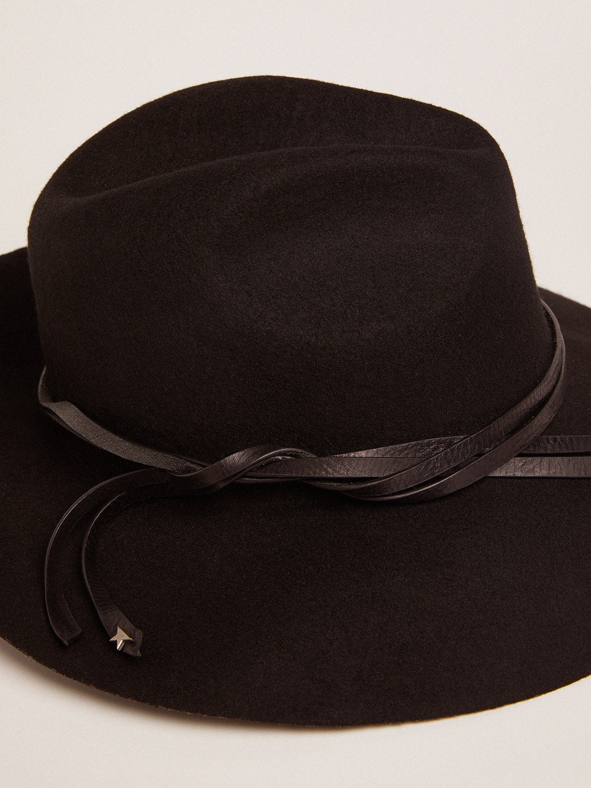 Women’s black Fedora hat with strap Golden Goose