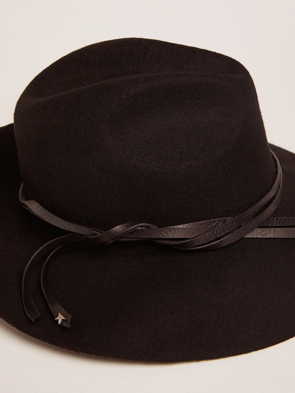 Women’s black Fedora hat with strap Golden Goose