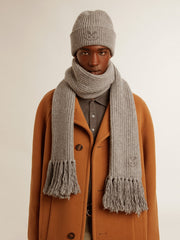 Gray ribbed wool beanie