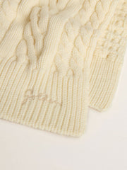 White wool scarf with embroidery