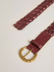 Women’s burgundy woven leather belt