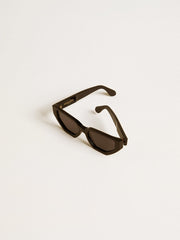 Rectangular style sunglasses with black frame and lenses