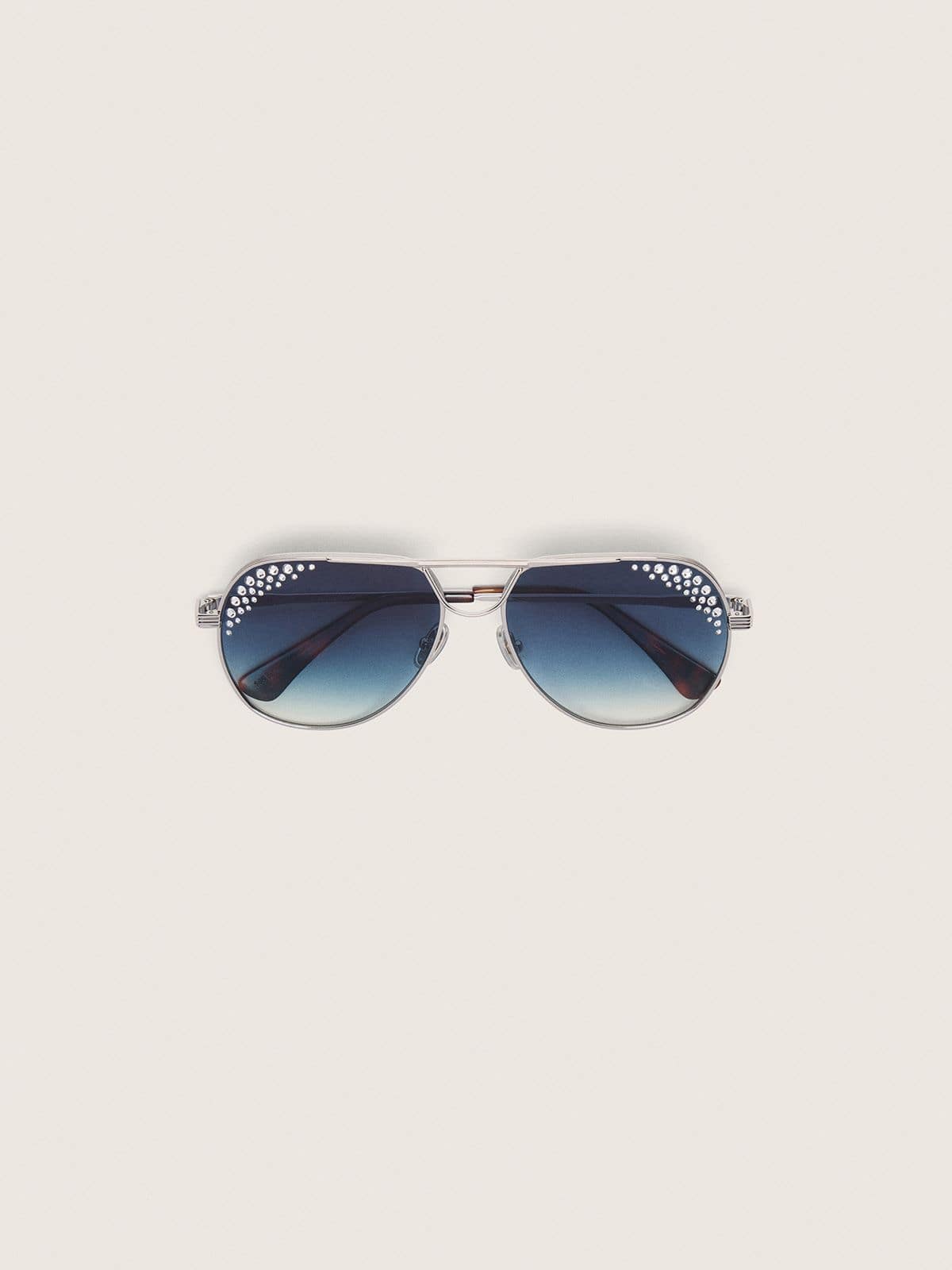 Carter aviator sunglasses with blue lenses and crystals