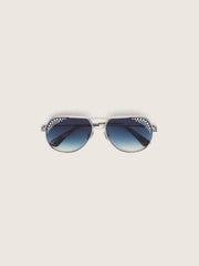 Carter aviator sunglasses with blue lenses and crystals