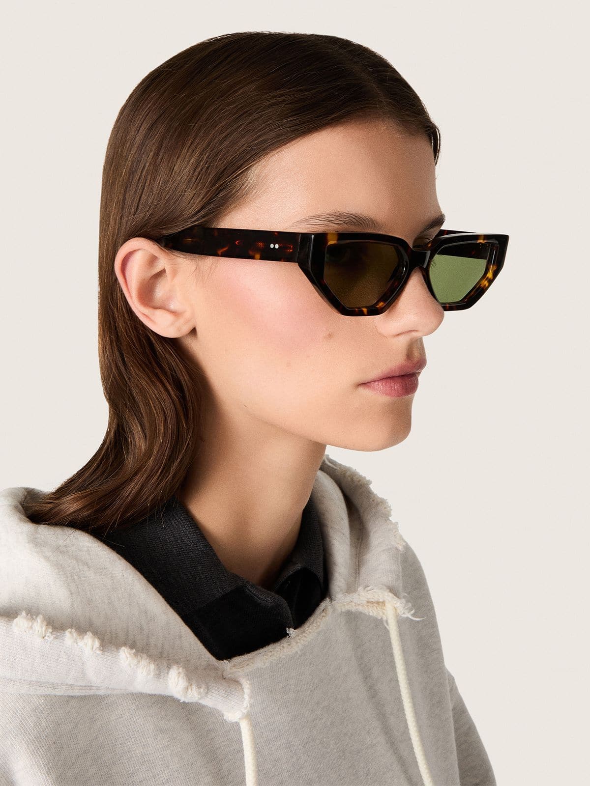 Rectangular-style sunglasses with Havana brown frame