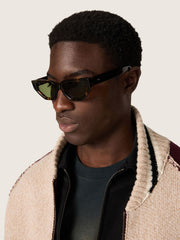 Rectangular-style sunglasses with Havana brown frame