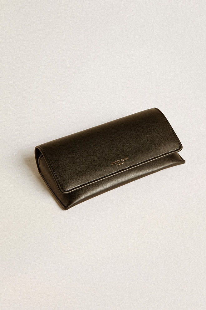 Rectangular-style sunglasses with Havana brown frame