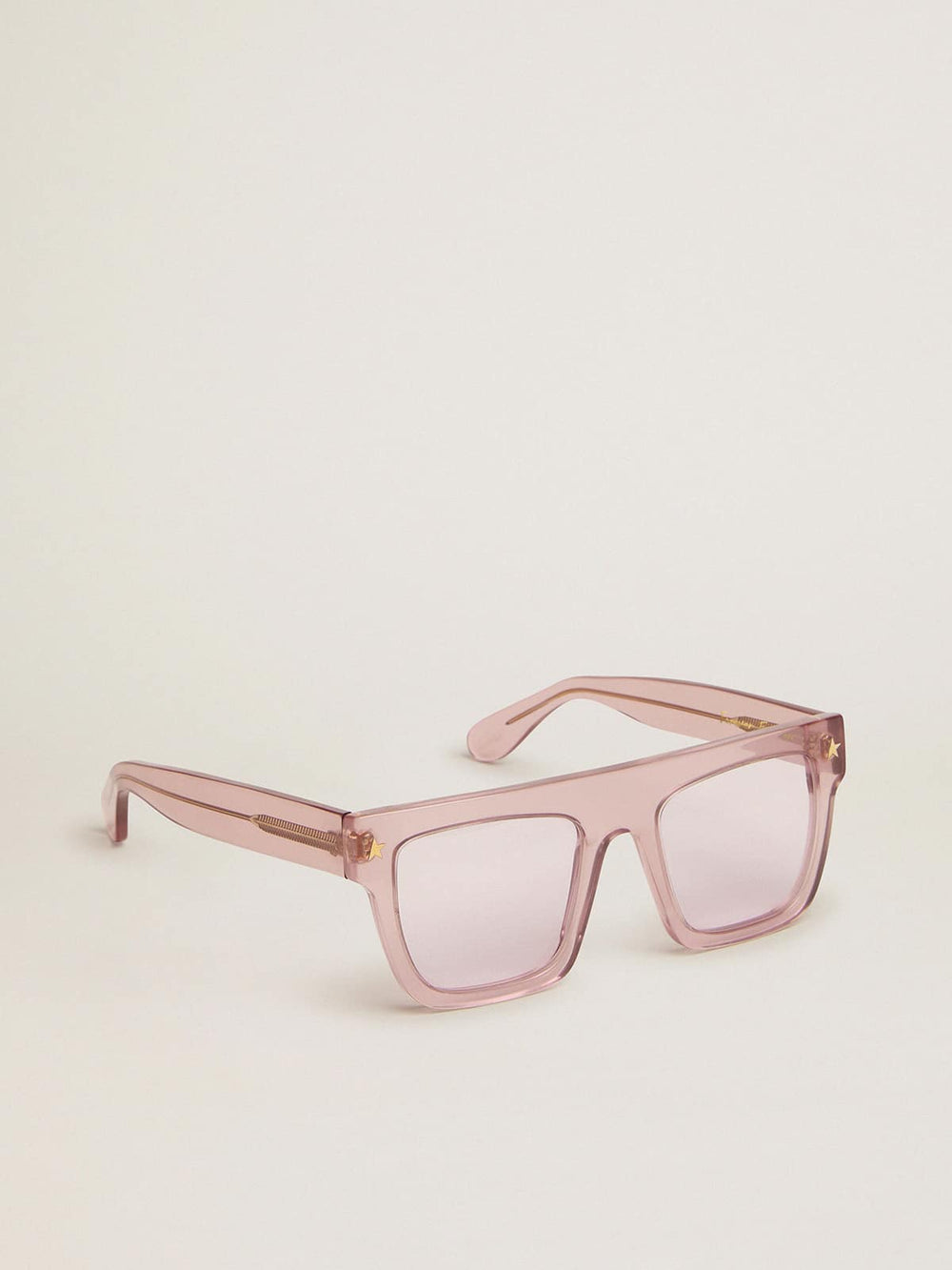 Square-style Sunframe Jamie with clear pink frame and pink lenses