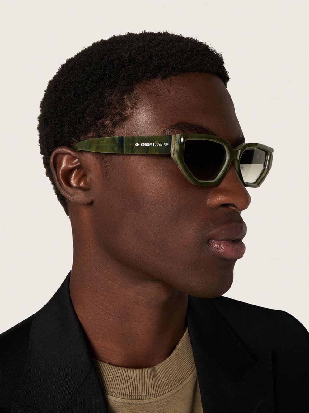 Jamie rectangular sunglasses with green marble effect frame