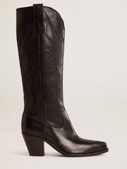 Women's Wish Star boots in black leather with star embroidery