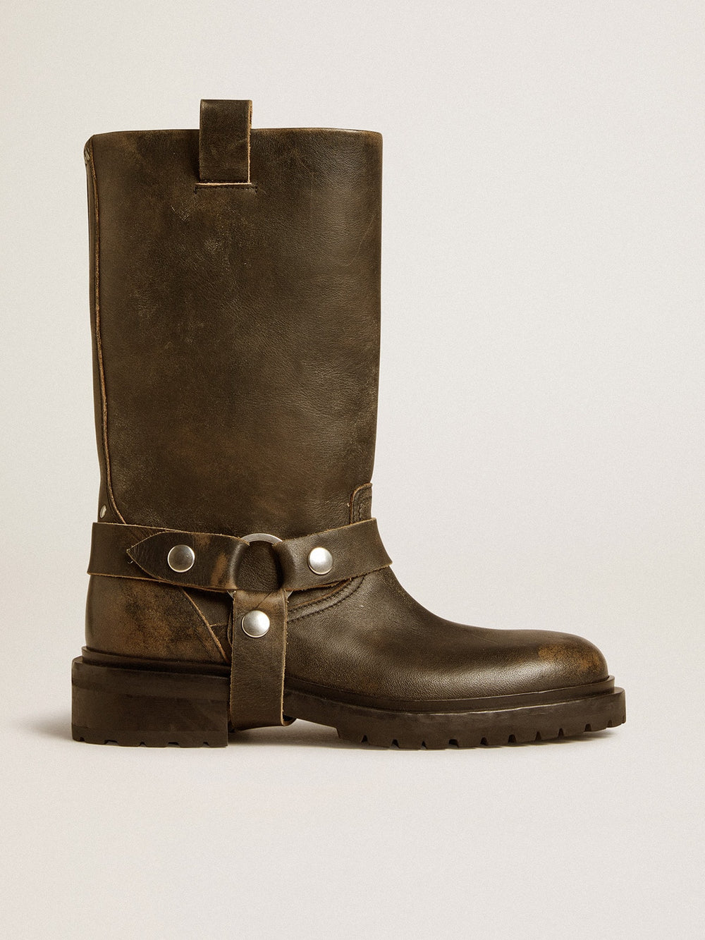 Kurt boots in black leather with silver buckle