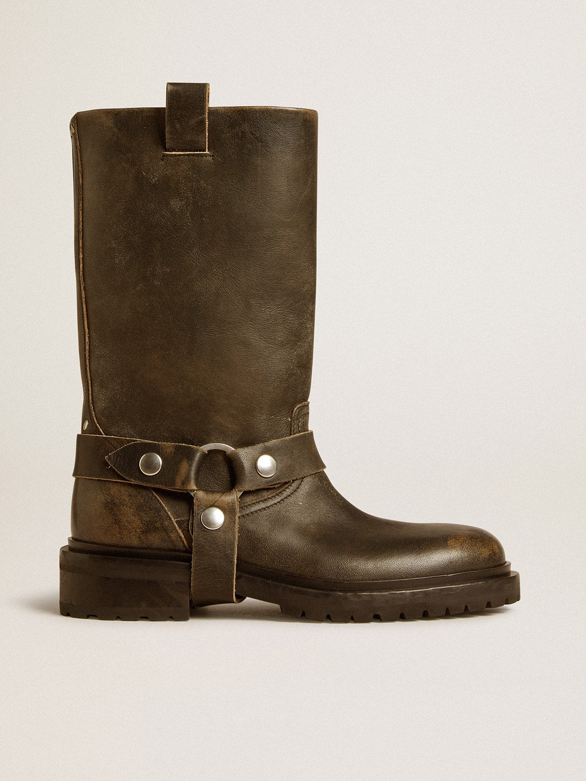 Kurt boots in black leather with silver buckle