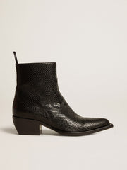 Low Debbie boots in black snake-print leather