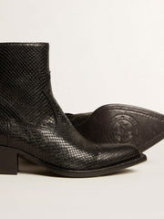 Low Debbie boots in black snake-print leather