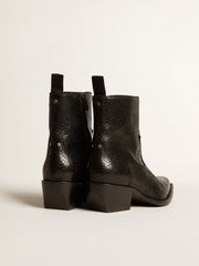 Low Debbie boots in black snake-print leather