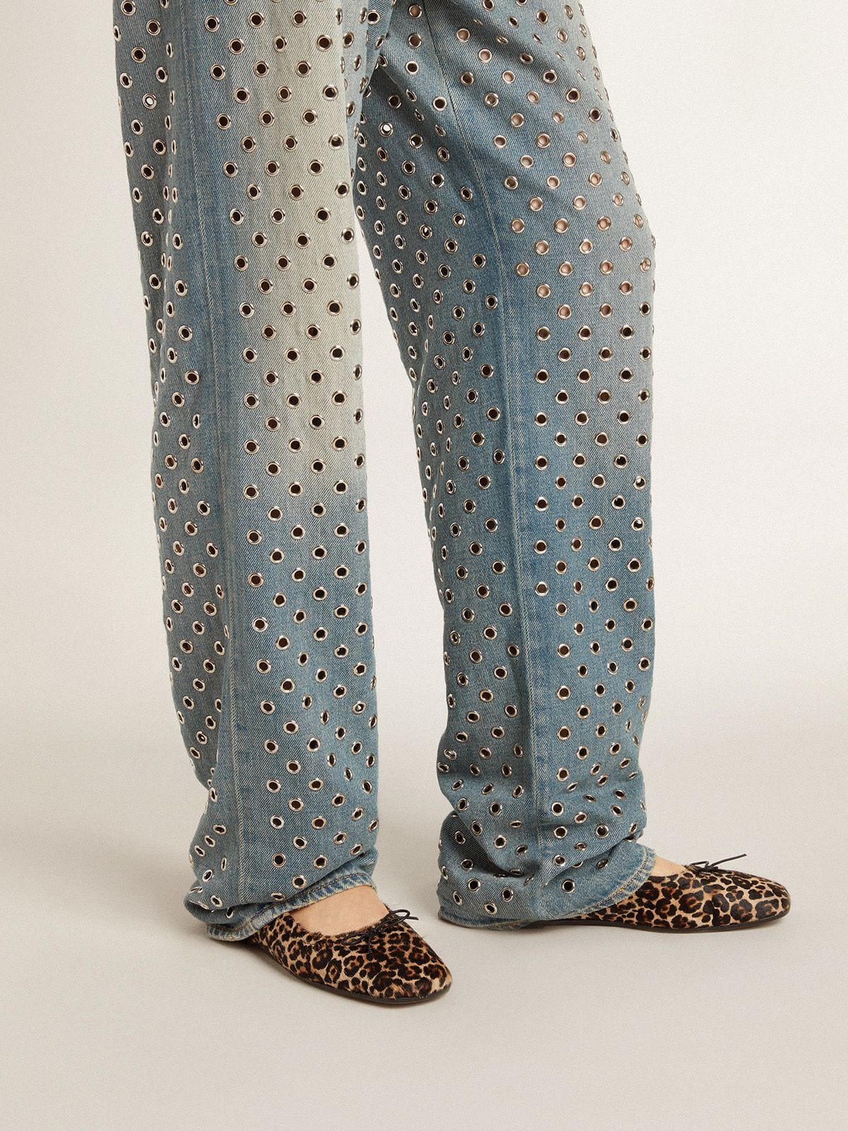 Amy ballet flats in beige leopard-print pony skin