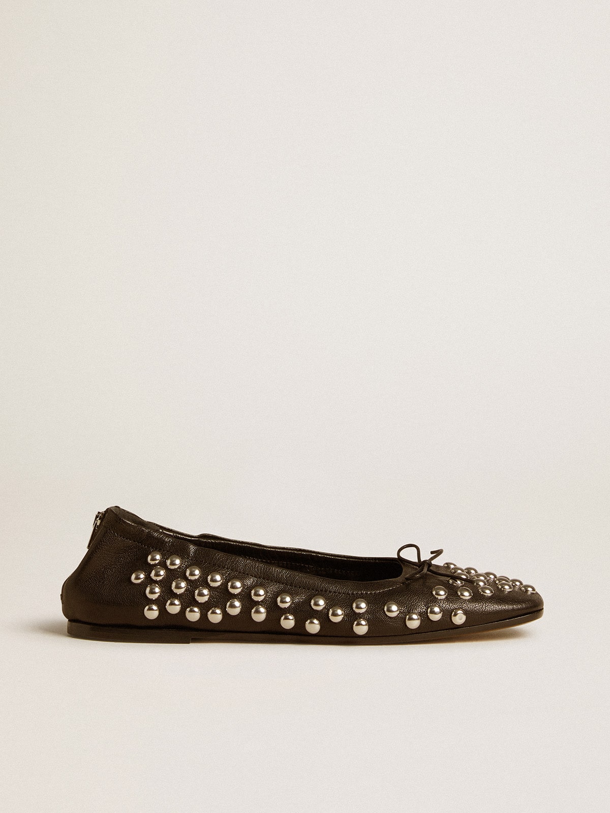 Amy ballet flats in black nappa leather with silver colored studs