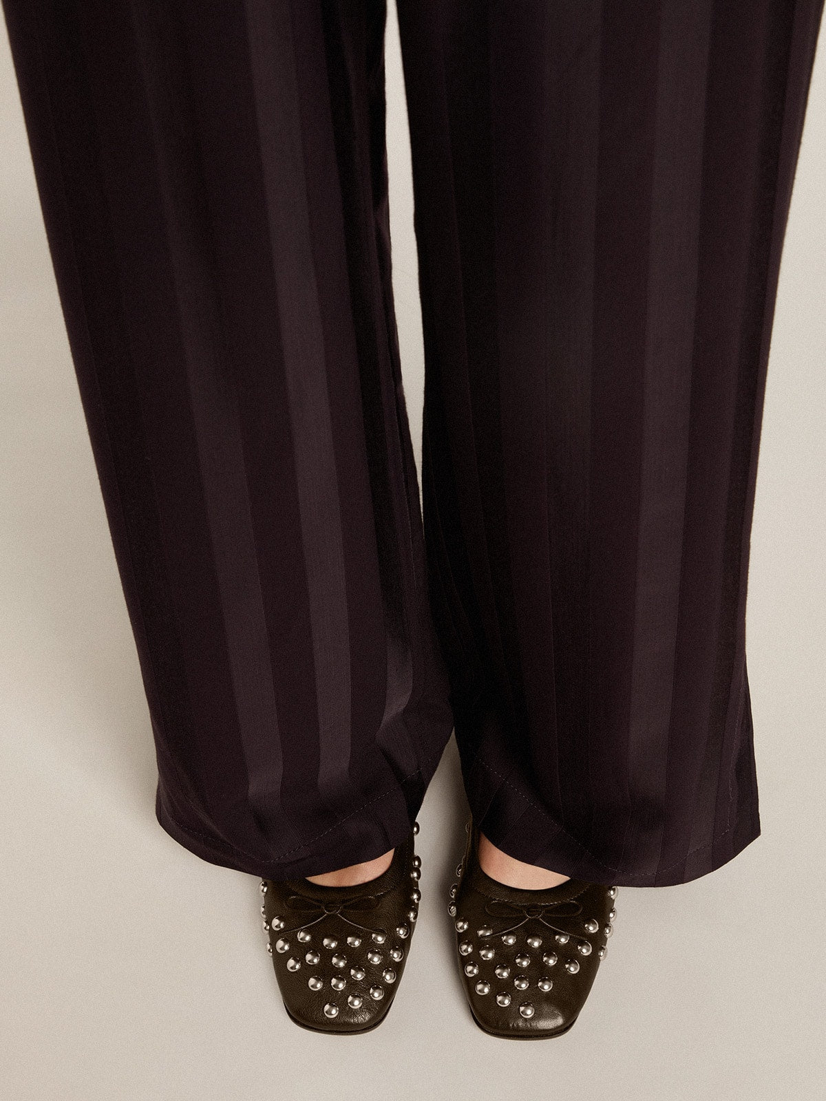 Amy ballet flats in black nappa leather with silver colored studs