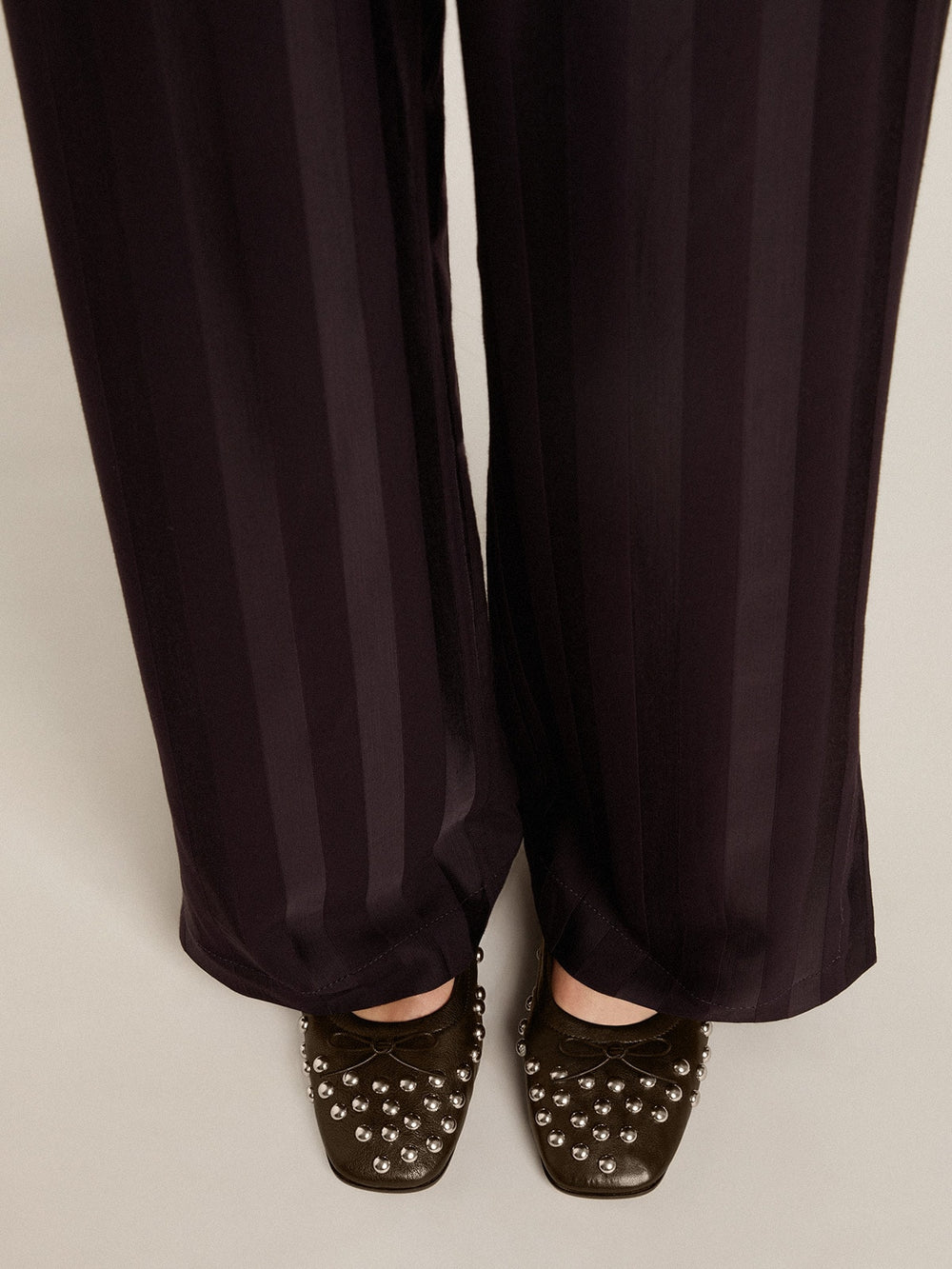 Amy ballet flats in black nappa leather with silver colored studs