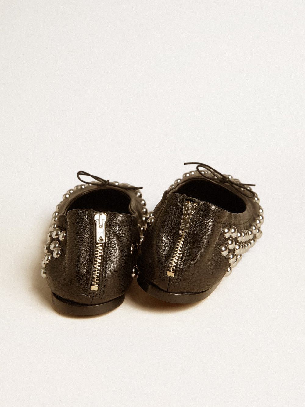 Amy ballet flats in black nappa leather with silver colored studs