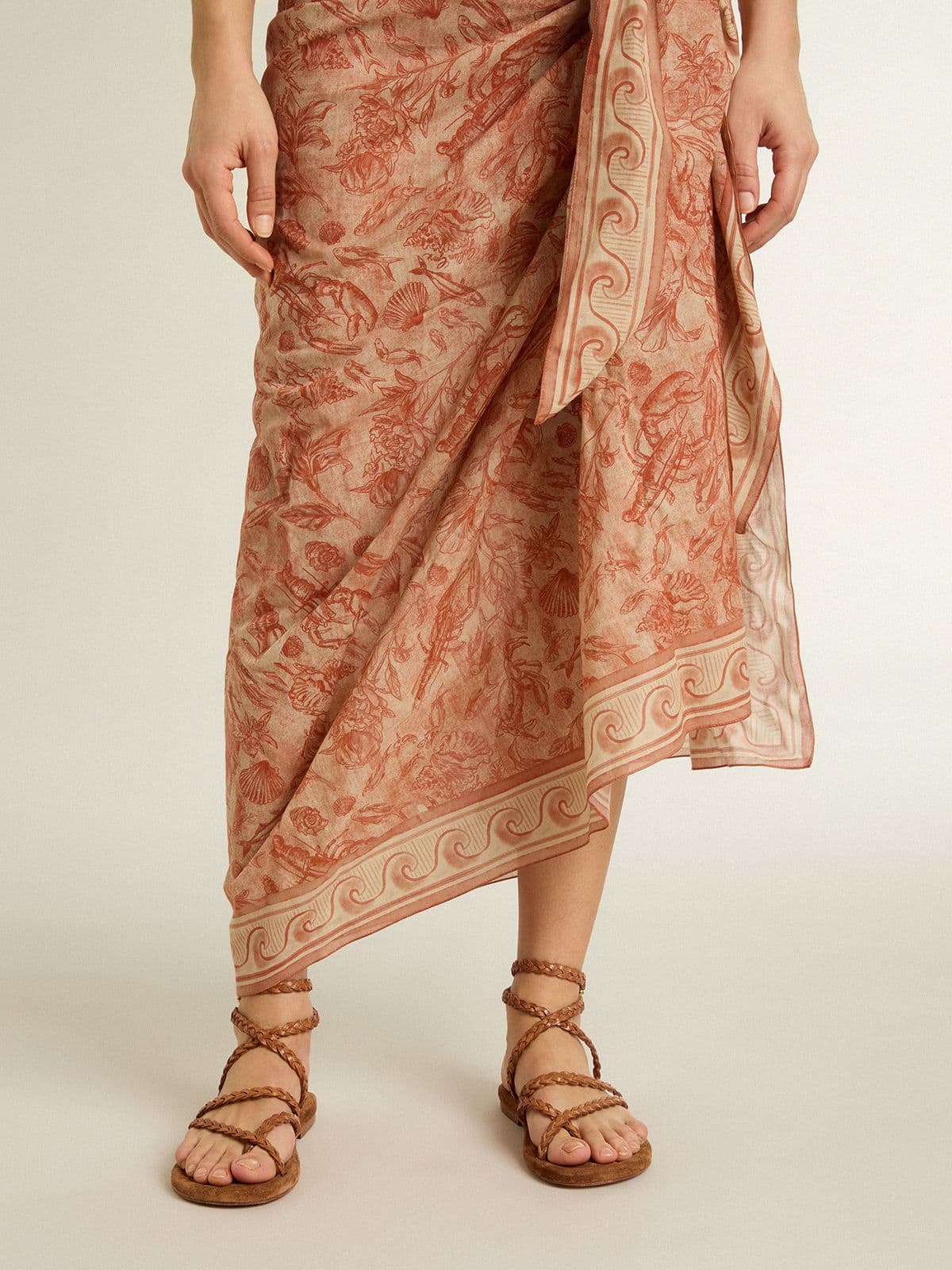 Women's Penelope flat sandals in tobacco leather with suede sole