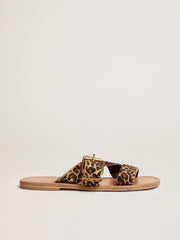 Leopard pony skin sandals for women Margaret Golden Goose