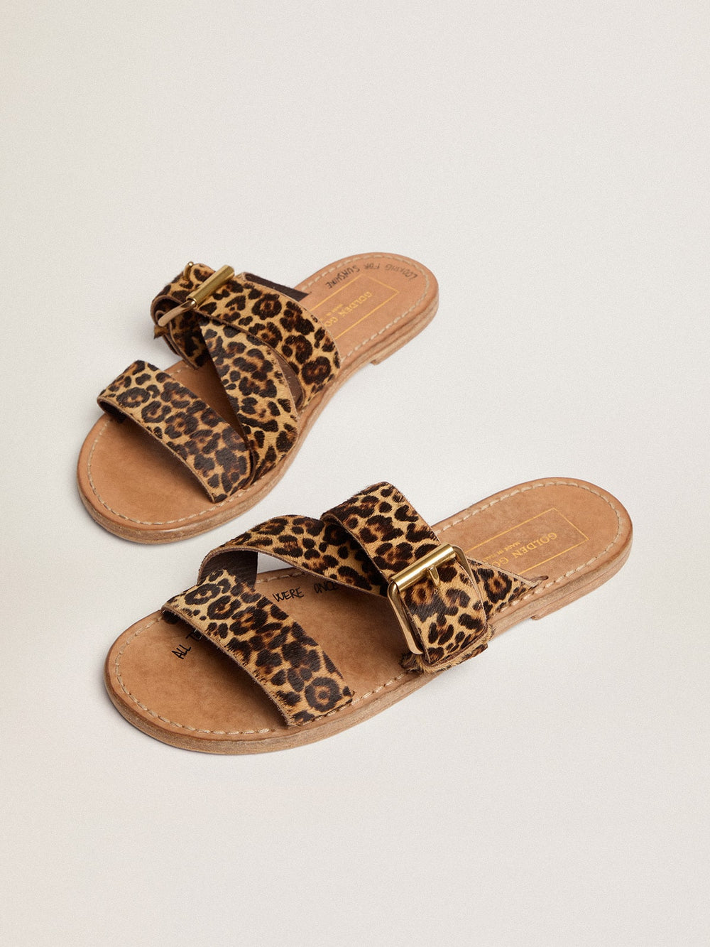 Leopard pony skin sandals for women Margaret Golden Goose