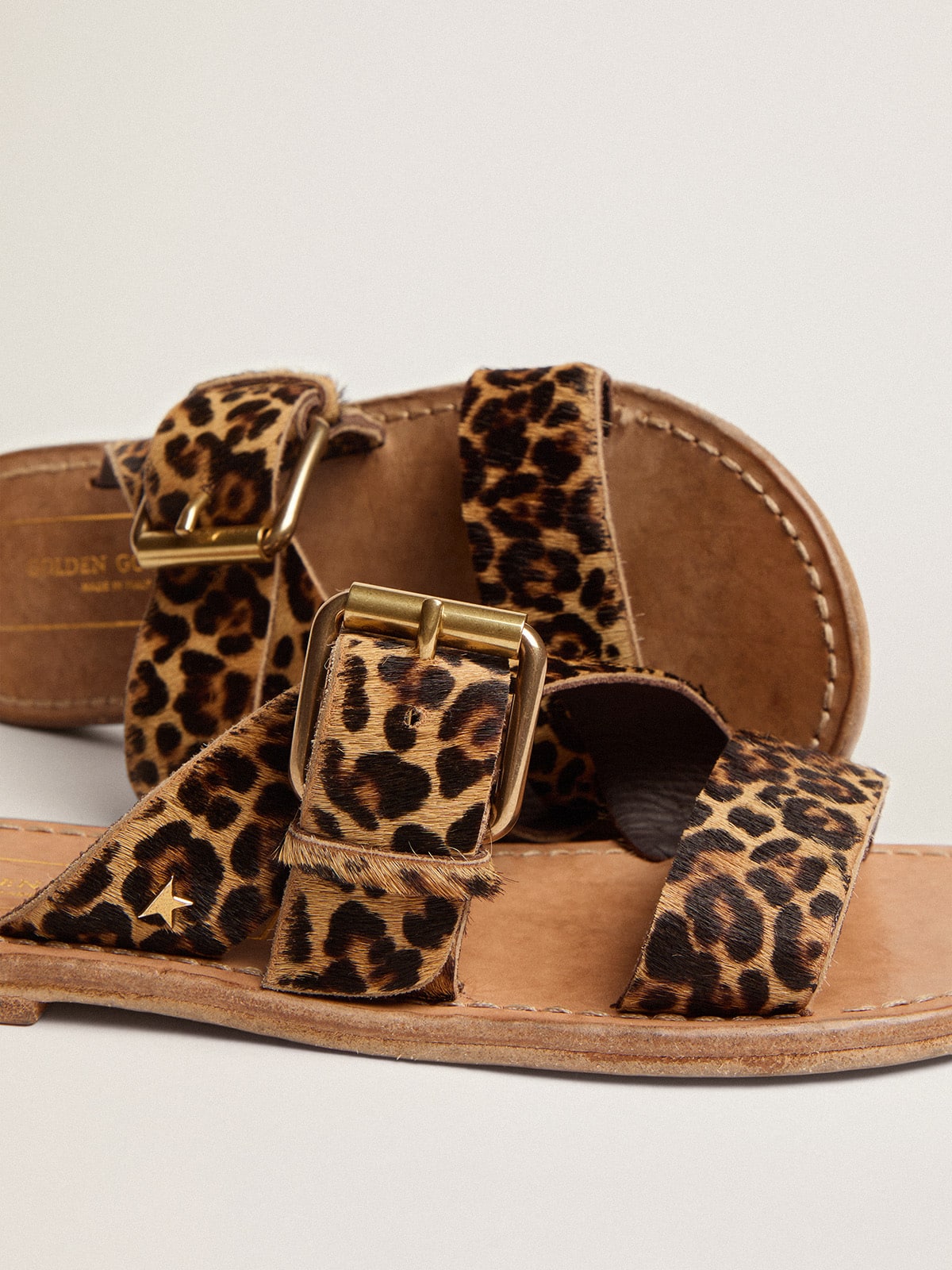 Leopard pony skin sandals for women Margaret Golden Goose