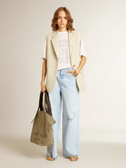 Nico kitten heel sandals in metallic gold leather