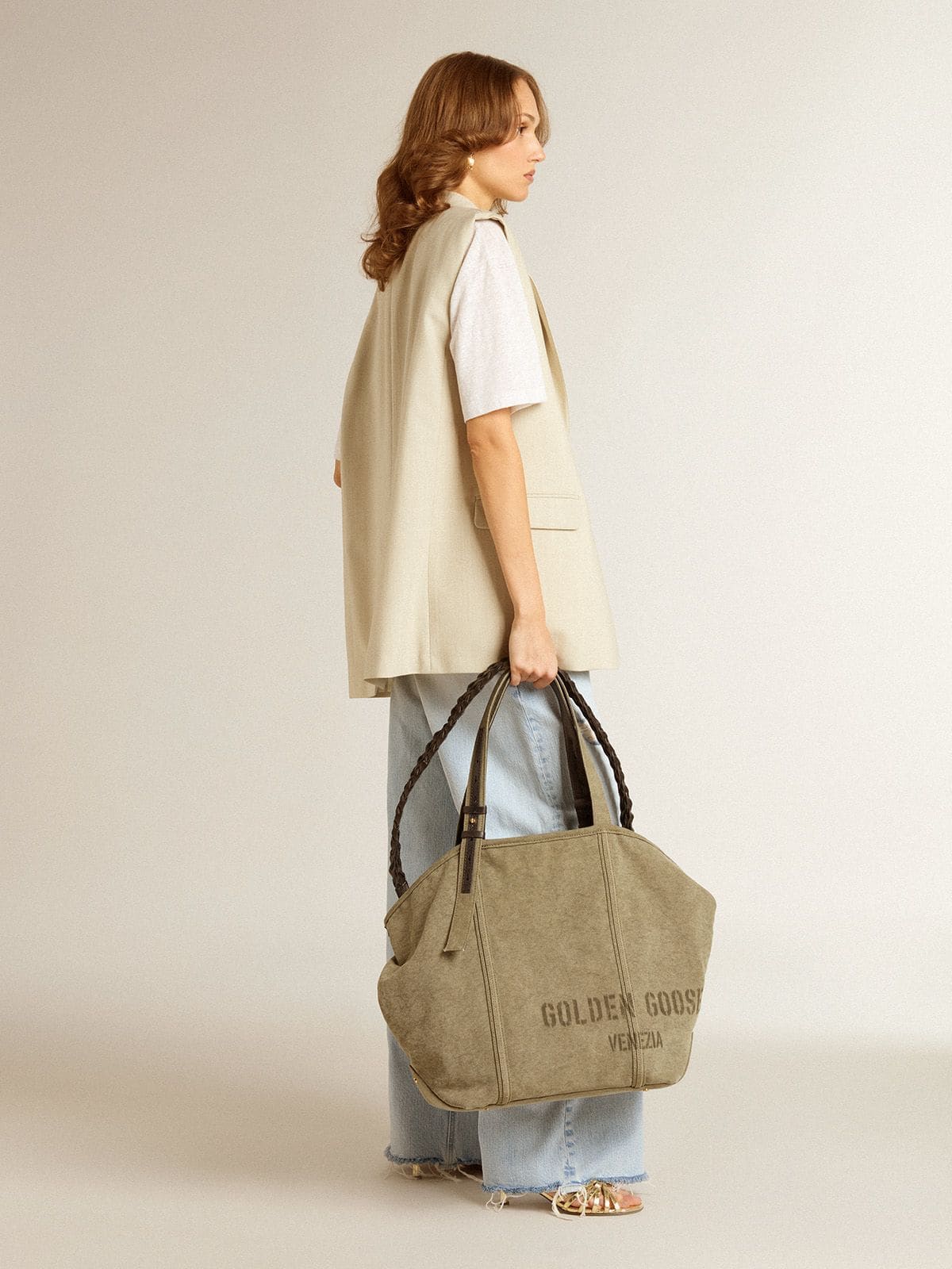 Nico kitten heel sandals in metallic gold leather