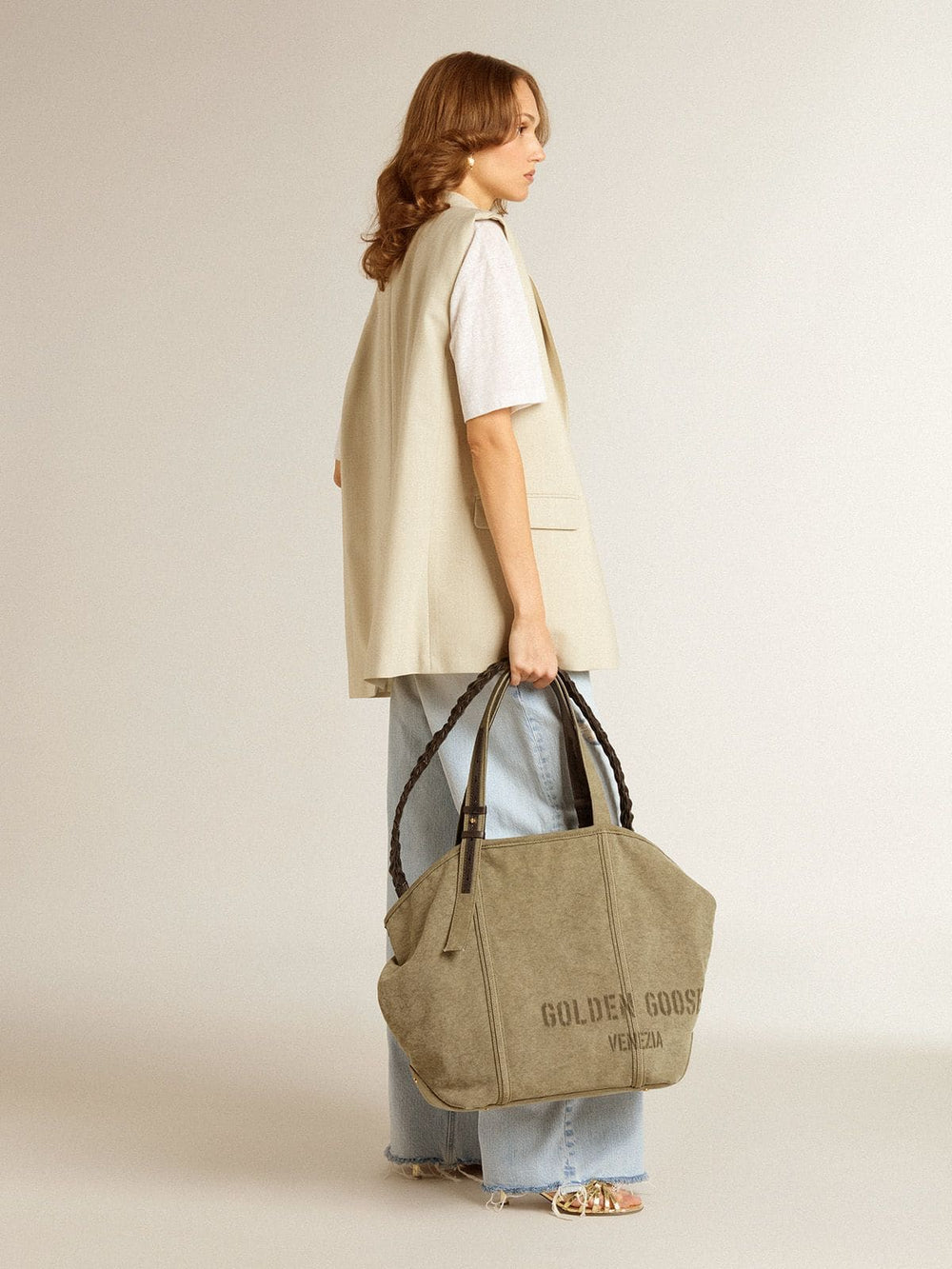 Nico kitten heel sandals in metallic gold leather