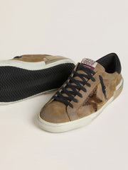 Men's Super-Star LTD in waxed suede with python-print star and nappa leather heel tab