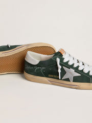 Men's Super-Star in green suede with silver metallic leather star and leather heel tab