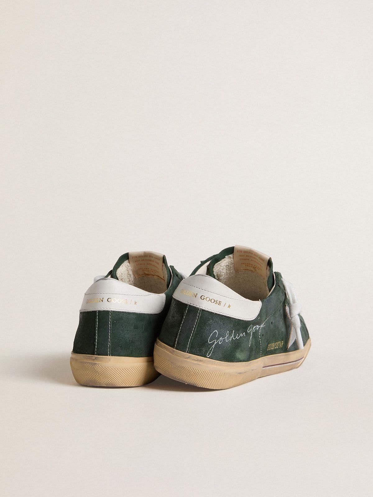 Men's Super-Star in green suede with silver metallic leather star and leather heel tab