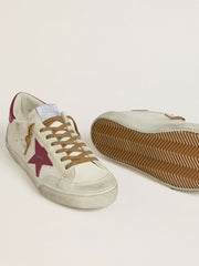 Men's Super-Star with red leather star and beige suede inserts
