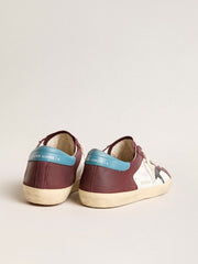 Men’s Super-Star in crackle leather with brown star and teal heel tab