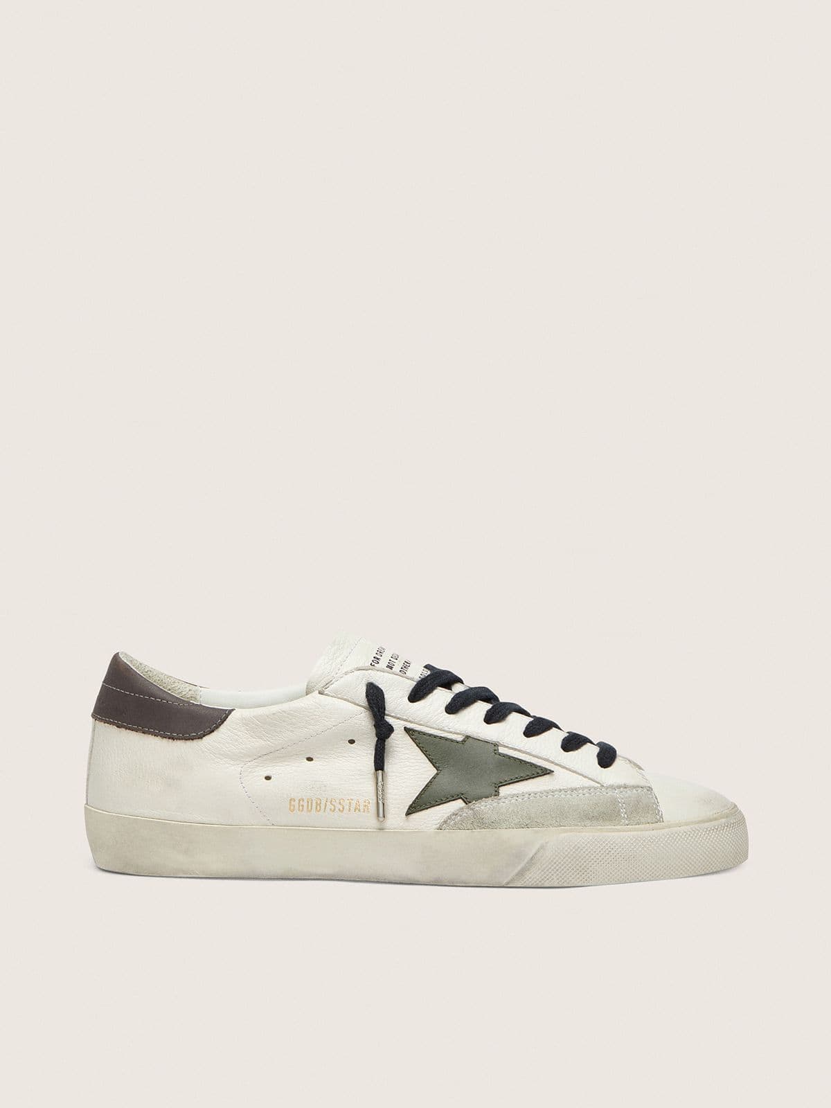 Men's Super-Star in nappa with green leather star and gray leather heel tab